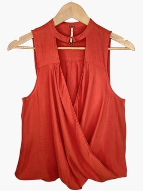 FREE PEOPLE So Fine Boho Peasant Blouse - Sunset Orange - Size S